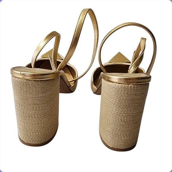 Valentino Garavani One Stud Raffia Ankle-Strap Pumps 37 1/2 - Picture 14 of 16